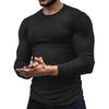 Men T-shirt Solid Color Long Sleeve Round Neck Slim Fit Pullover Warm Casual Breathable Men Spring Top for Daily Wear