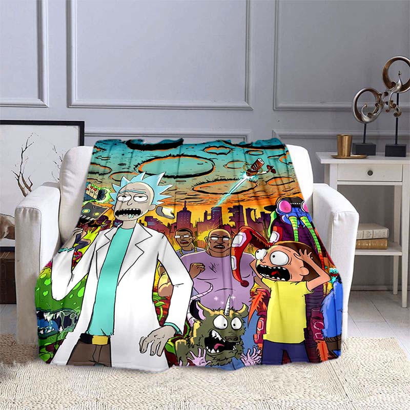 Rick Blanket Comedy Adventure Print Blankets Home Office Sofa Travel Blankets Warm Student Flannel Blankets