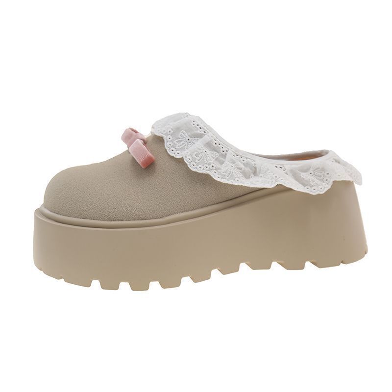 Princess Romantic Lace Slippers Women's Spring Summer Small Man Height Versatile One Pedal Bag Head Slippers