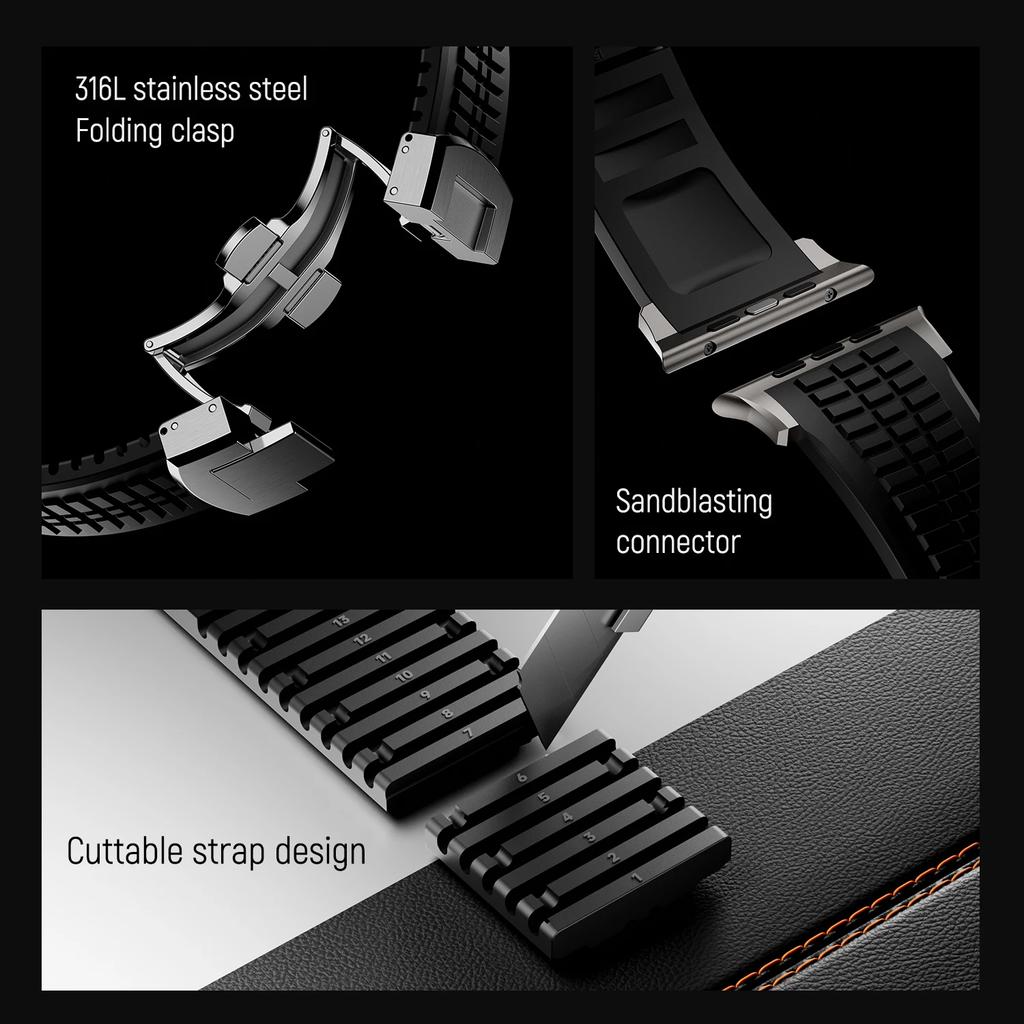 Gummiband für Apple Watch 46mm 45 44 42mm Sportarmband für Iwatch Ultra 3 2 49mm Serie 11 10 9 8 7 Se 6 5 Se3 Luxusarmband