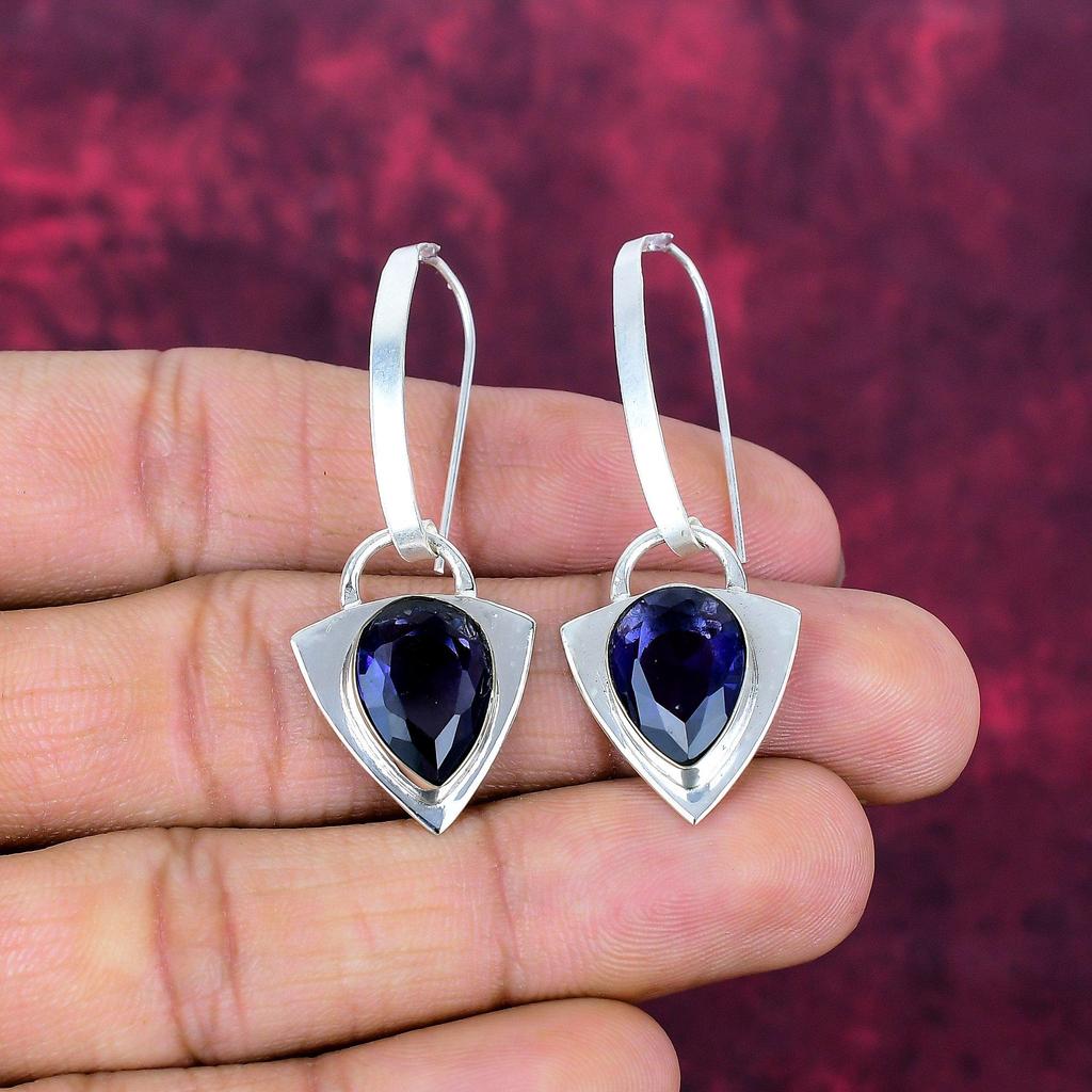 Iolit Örhängen, 925 Massivt Sterling Silver Örhängen Handgjorda Ädelstenssmycken, Gåvor Till Fru Helt Nya Örhängen