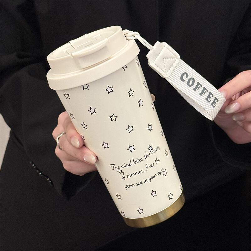 500ML Thermosflasche Kaffeetasse Auto Auslaufsicher Reise Thermobecher Vakuumflasche Edelstahl Thermos-Wasserflasche Isolierte Tassen