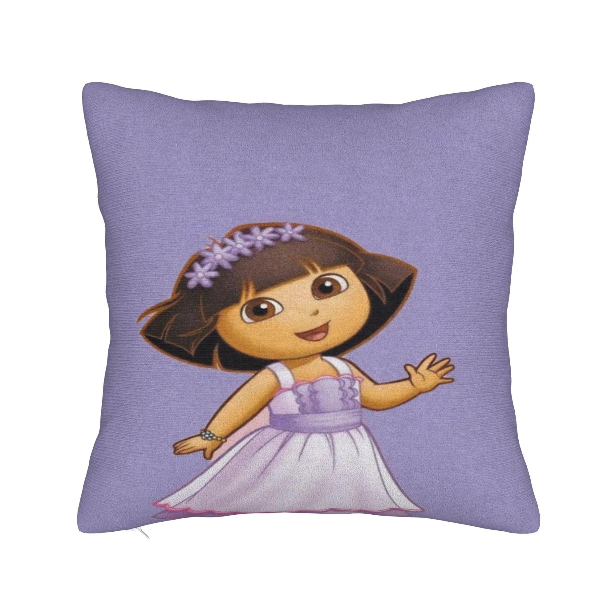 

Cartoon D-Dora The E-Explorer Adventure Pillow Case Comfy Pillow Cover For Couch Sofa Bedroom Funny Pillowcases 12x12Inch