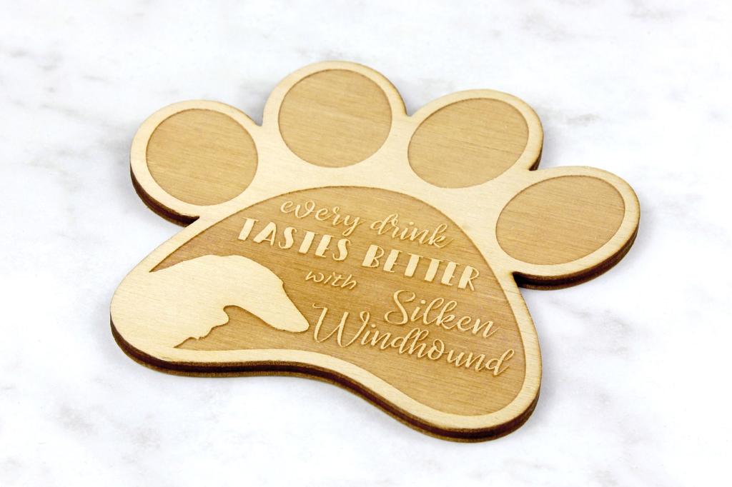 Silken Windhound - Sottobicchiere per tazza, sottobicchiere inciso con cane, regalo per gli amanti dei cani del marchio Art-Dog