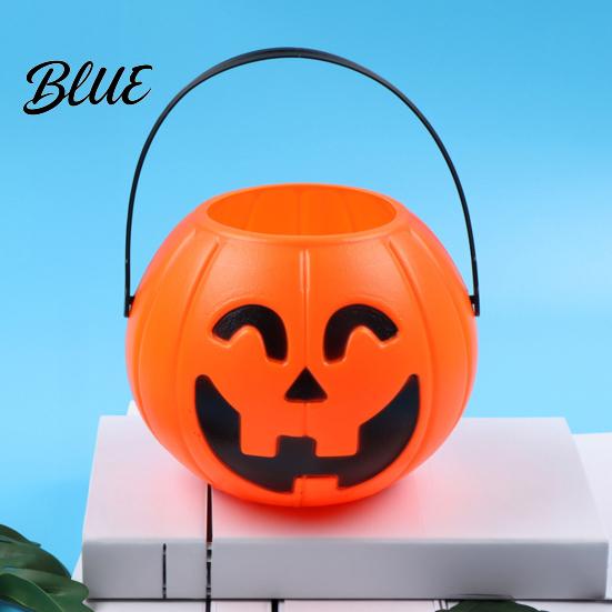 Ghostly Party Treats Halloween Pumpkin Candy Bucket Plastic Treat Holder with Handle Spooky Gift Baskets Favor Storage Container Trick-or-Treat