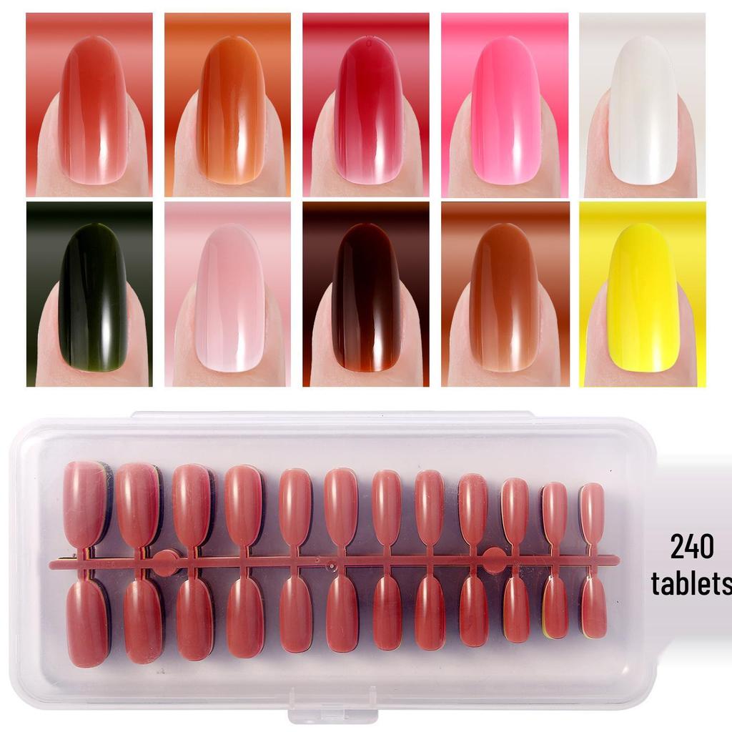 Colored Glitter Nail Art Tips - 240-Piece Set with Various Styles and Multiple Colors, Boxed Fake Fingernail Stickers