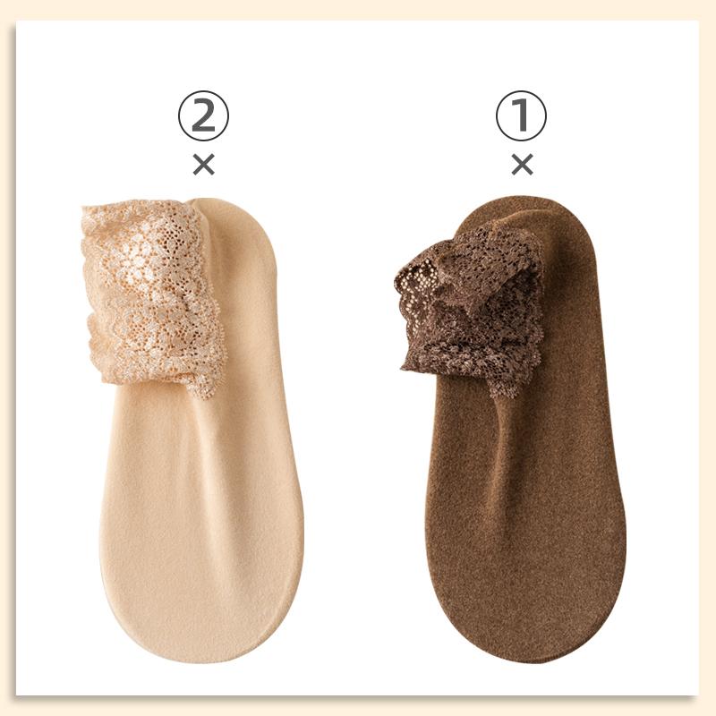 6pcs=3 Pairs Autumn Winter Women Soft Velvet Lace Socks Thick Silk Socks Non-Slip Bottom Solid Fashion Lace Breathable Sock