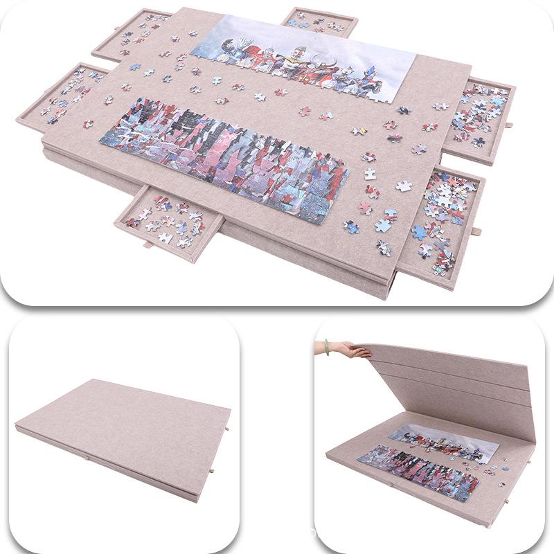 Jigsaw Puzzle Sorting Felt Board with 6 Drawers - Non-slip, Foldable, Tiltable Children's Easel.