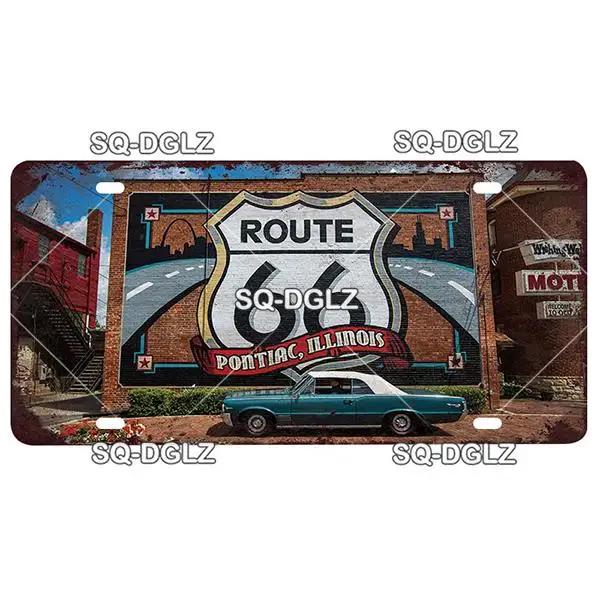 ROUTE 66 Metal Sign Tin Sign Licenses Plate Garage Decor Plaque Vintage Man Cave Bar Pub Club Home Wall Decor Garage Poster