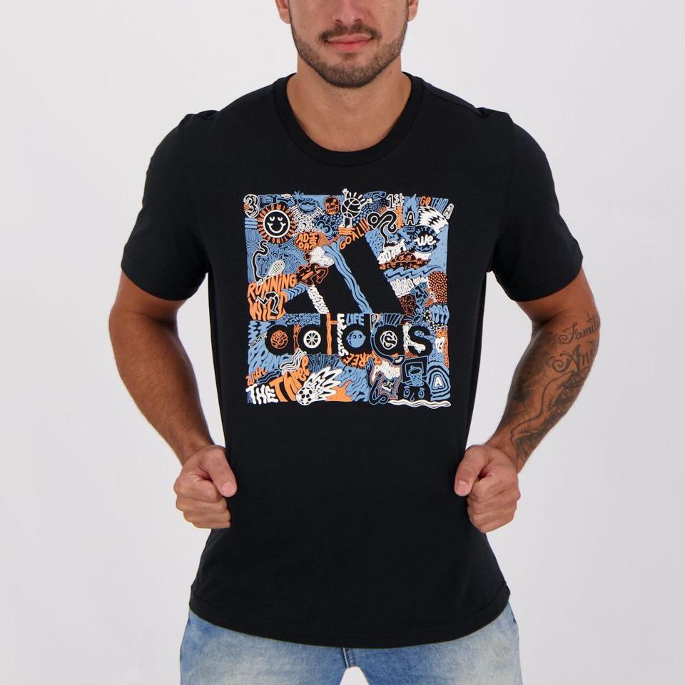 Adidas Doodle Odznak sportu Tričko s krátkým rukávem Pánské Topy Černá FN1753