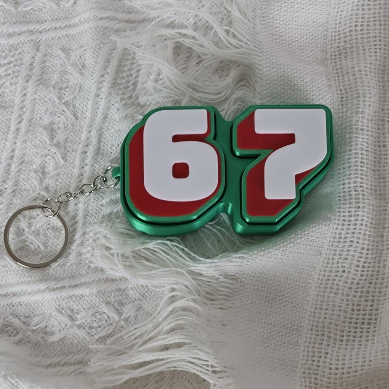 Number 67 Fidget Toy Keychain Stress Relief Bright Durable Mini Portable for Kids Birthday Party Favors Bag Pendant