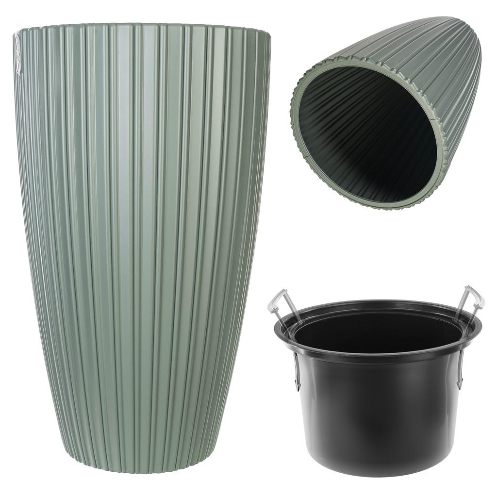 KADAX Blumentopf Pflanztopf Für Blumen 30cm Übertopf Mit Einsatz Blumenständer Kunststoff Schwarz