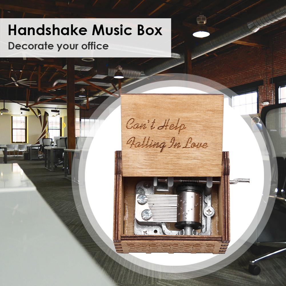 Wooden Hand Crank Music Box Exquisite Graduation Music Box Creative Manual Fashion Antique Carved for Birthday Christmas Gift