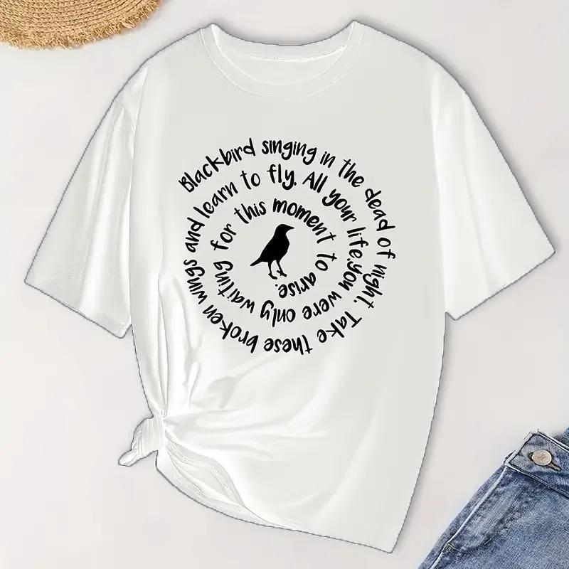 Plus Size Graphic Print T-shirt Short Sleeve Crew Neck Casual Top For Summer & Spring Women's Plus Size Clothing