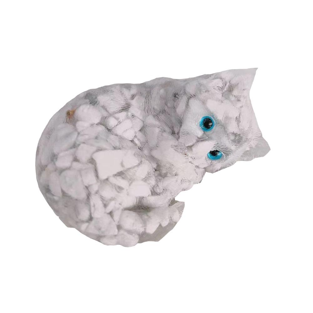 

Exquisite Crystal Resin Lucky Cat Kawaii Cartoon Wealth Cat Model Lucky Cat Stone Figurine Office білий