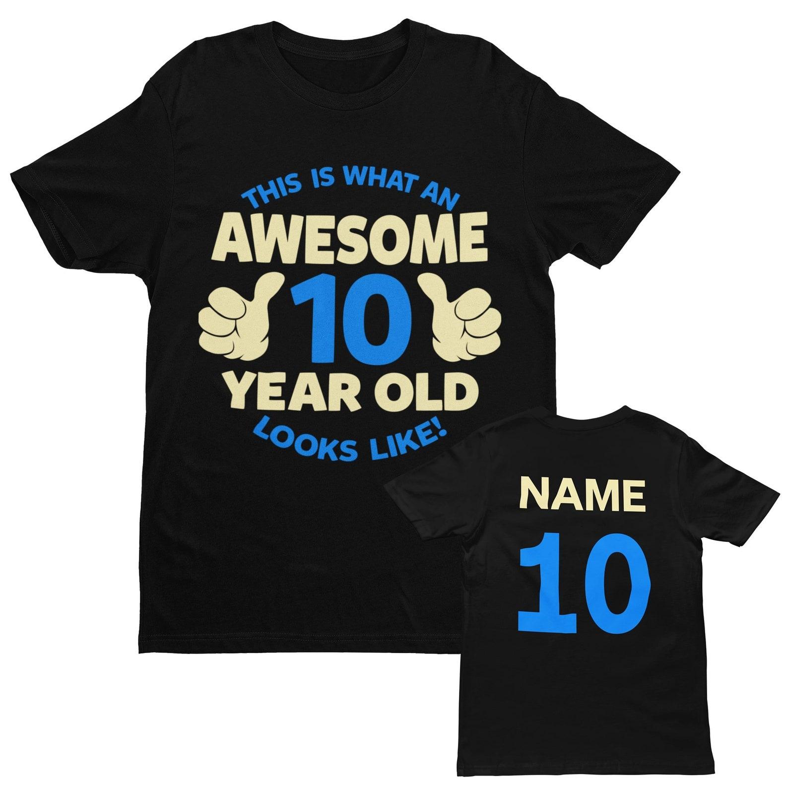 Personalized 10th Birthday Boy T-Shirt: Name on Back M