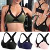 Comfortable Women Sports Bra With Front Cross Design And Solid Color For Yoga