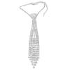 Long Tassel Bow Tie Necklace Sparkling Rhinestone Necklace