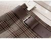 2025 Women's High Waist Brown Plaid Pleated Skirt - Slimming College Style Autumn Short Skirt