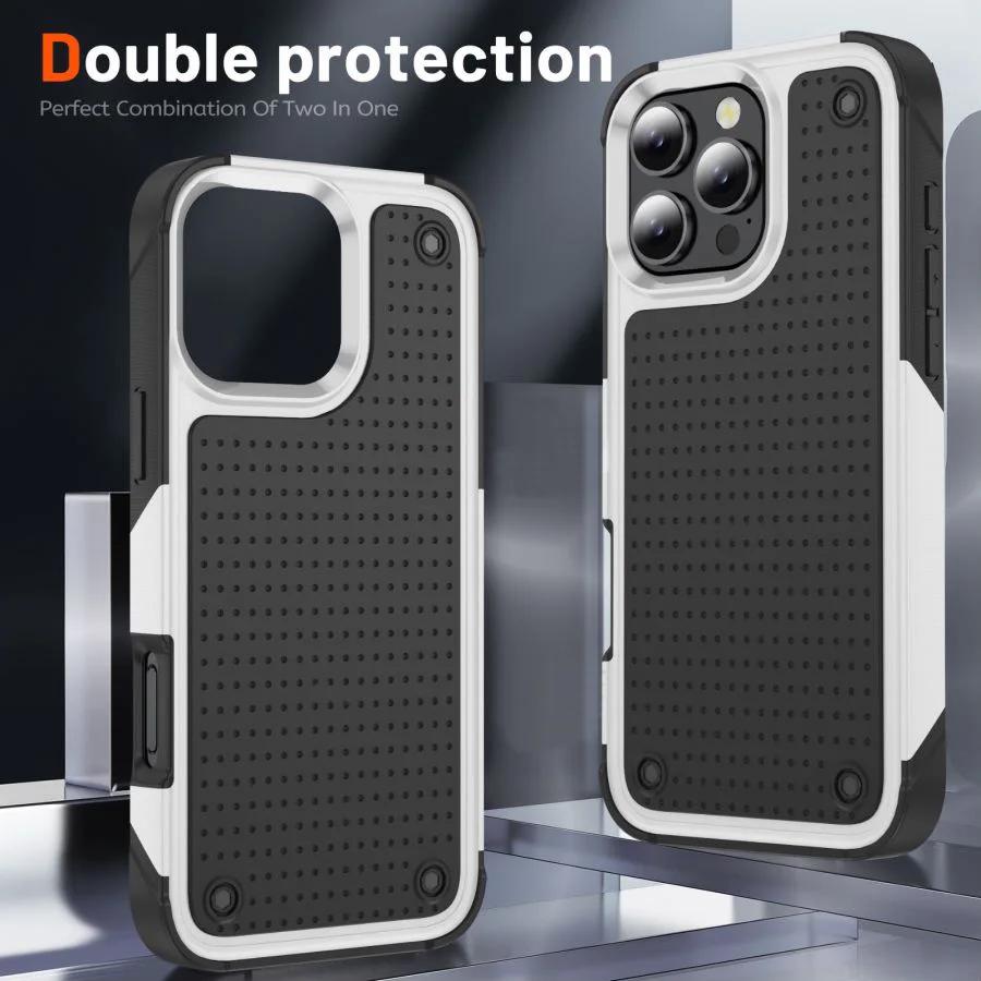 Luxury Military Hybrid Rugged Heavy-Duty Armor Shockproof Case for iPhone 15 14 Pro 11 12 13 Max Hard Plastic Frame Back Cover