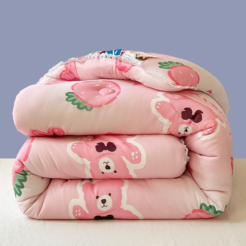 All-Season Cute Cartoon Print Comforter Adults Children Thick Warm Winter Quilts Single Double Size Soy Fiber Soft Quilt for Bed
