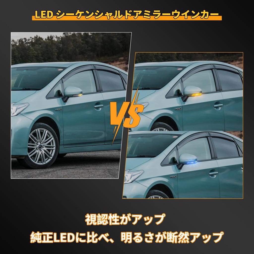 POPMOTORZ Door Mirror Turn Signals for Prius Prius Alpha Camry Mark X Mark X Geo and 10 Series Flowing Position Indicators with Daytime Running Lights