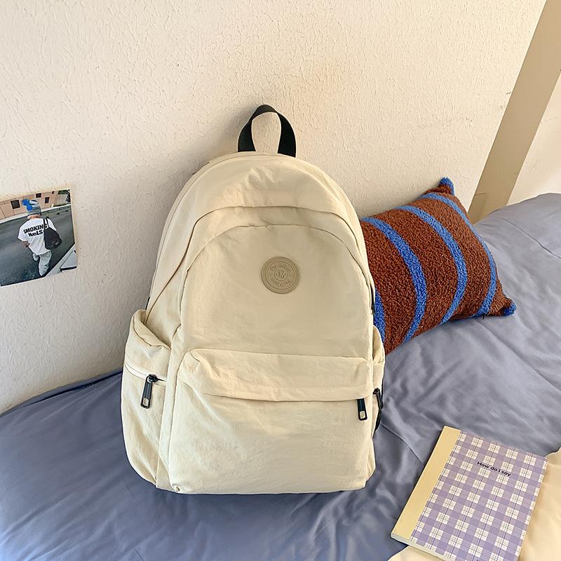 

Ленивый школьный рюкзак женский простой рюкзак для ученика средней школы повседневный рюкзак большой вместимости белый