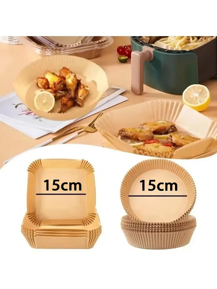 50pcs/set Air Fryer Disposable Paper Parchment Wood Pulp Steamer Cheesecake Air Fryer Accessories Baking Paper For Air Fryer