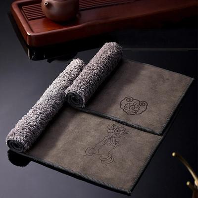 Thickened Absorbent Tea Towel | Soft Plush Imitation Deerskin Kitchen Cloth, Table Mat & Coaster Set - Tea Accessories for Home