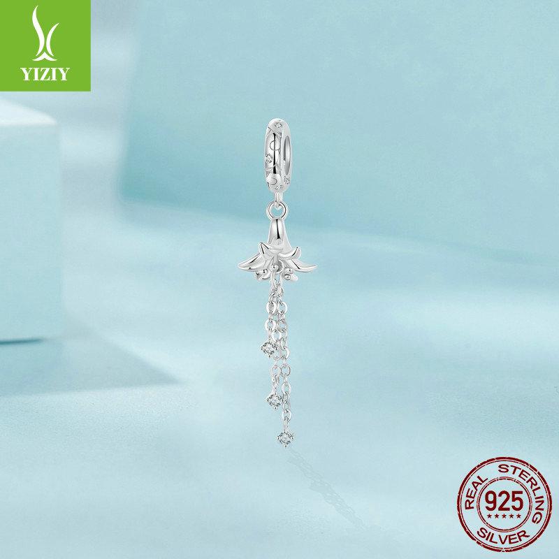 Pure Lily Diy Pendant Accessories, Elegant Charm S925 Sterling Silver Flower Bracelet Beaded