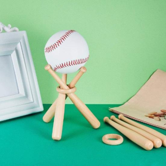 Wooden Baseball Bat Display Stand Mini Holder for Showcasing Balls & Memorabilia Golf Tennis Ball Support Bracket Round Crafted Rack for Home Desktop