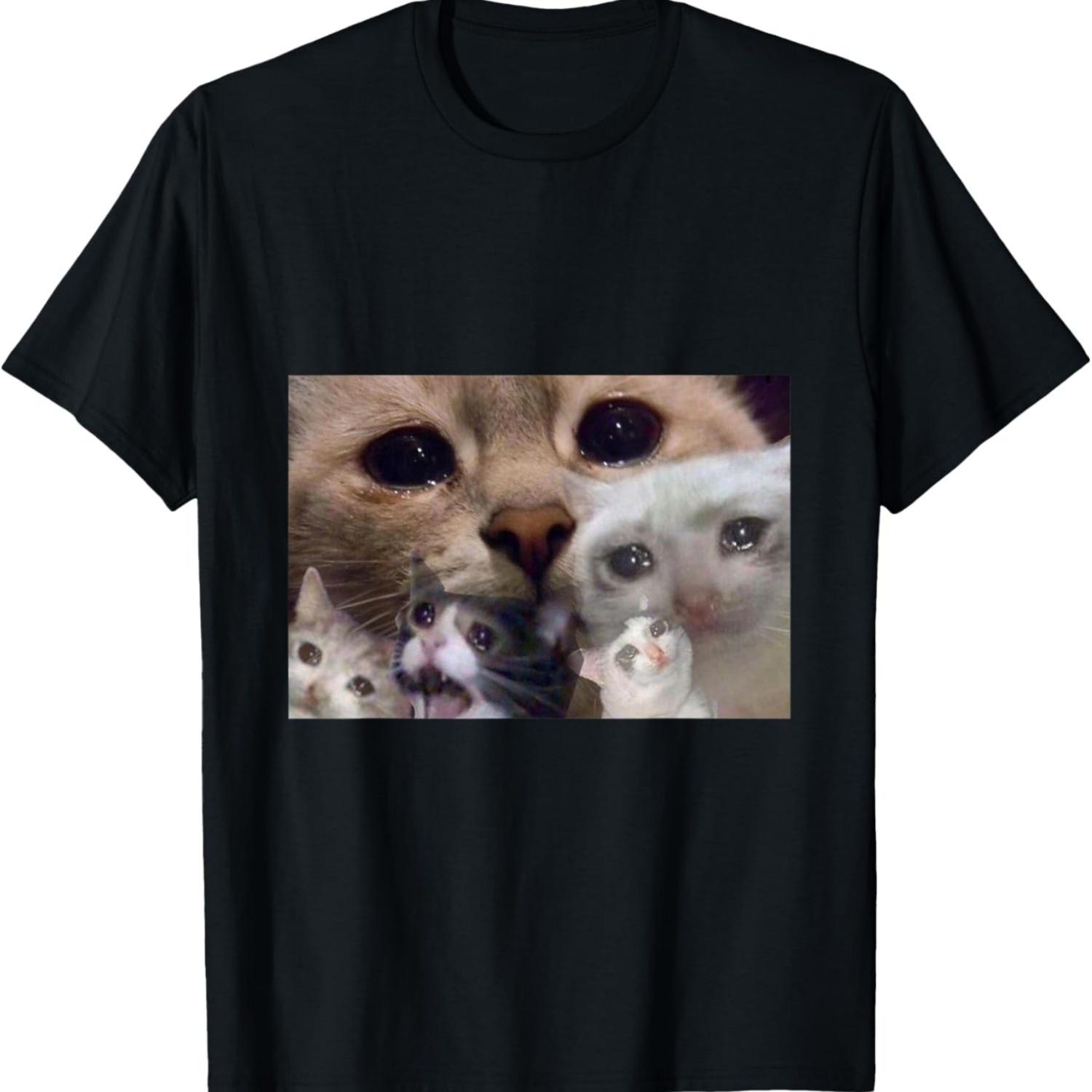 Crying Cat meme Shirt Sad cat Men Women Kids T-Shirt S