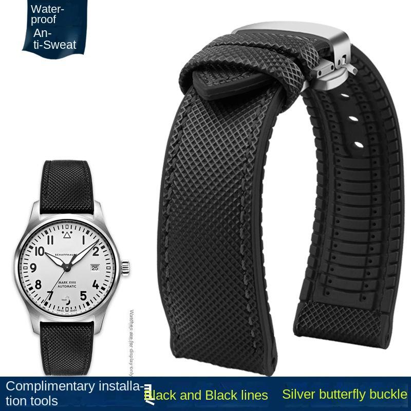 20mm 22mm 23mm 24mm Nylon Rubber Bottom Waterproof Watch Band for Longines IWC Pilot Mark 18 Seiko Omega Series Watchband Strap