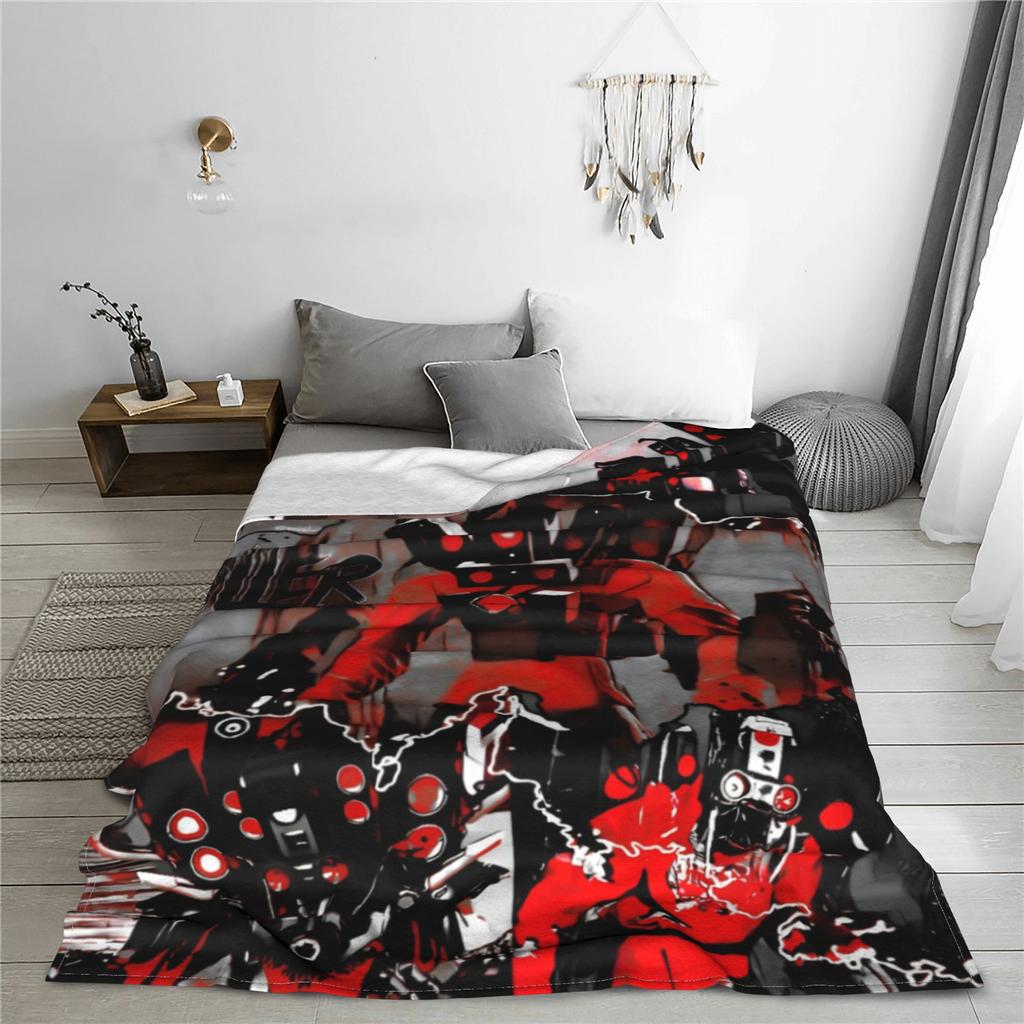 Skibidi Toilet Speakerman Fleece Throw Blanket Funny Humor Cartoon Blanket for Home Bed Super Soft Plush Thin Quilt Portable