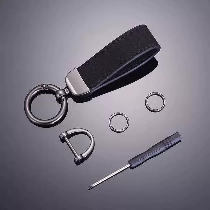 Personalize Name Number Suede Leather Car Keychain Business Gift Laser Custom Logo Leather Bag Keyring Men Women Key Chain Ring