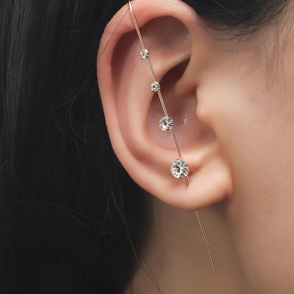 Chic Star Letter Zircon Ear Cuff and Diagonal Studs