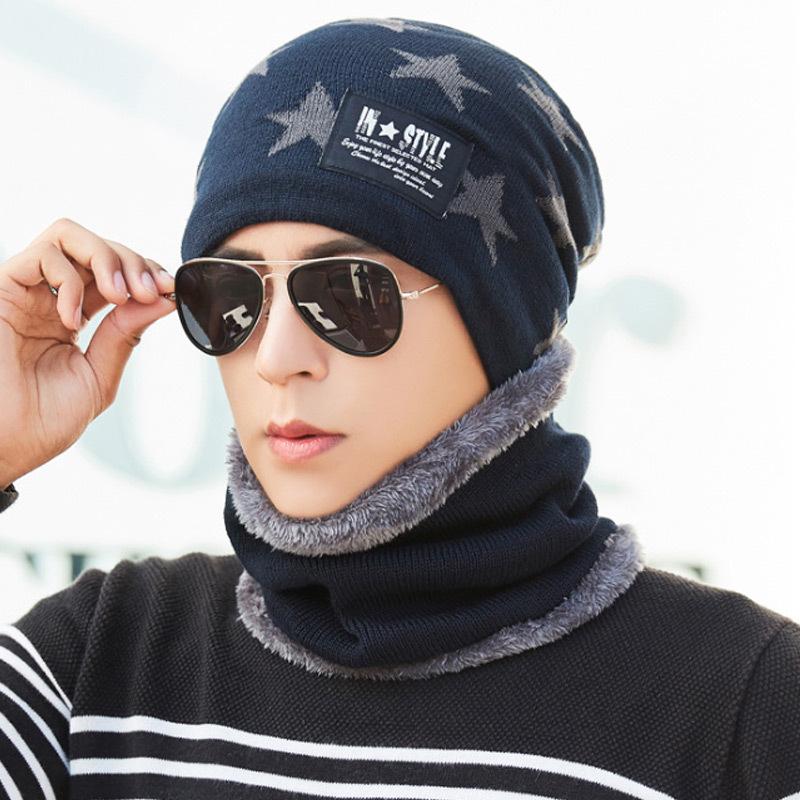 Men's Thick Plush Wool Winter Hat: Korean-Style, Warm Knit for Outdoors & Cycling