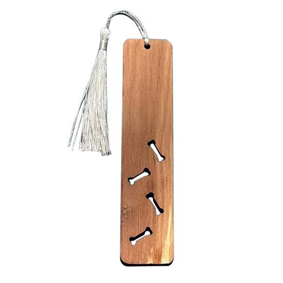 Pet Themed Bookmark Wooden Dog/Cat/Bone/Paw Carving Book Mark with Tassel Gift for Book Lovers Pet Owners