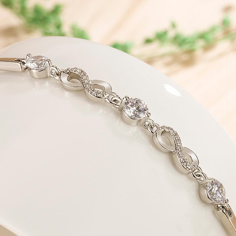 Lindon Zircon Bracelet Jewelry Geometric Bead Chain Link Bracelets Fashion Fine Wedding Gift for Girlfriend Women