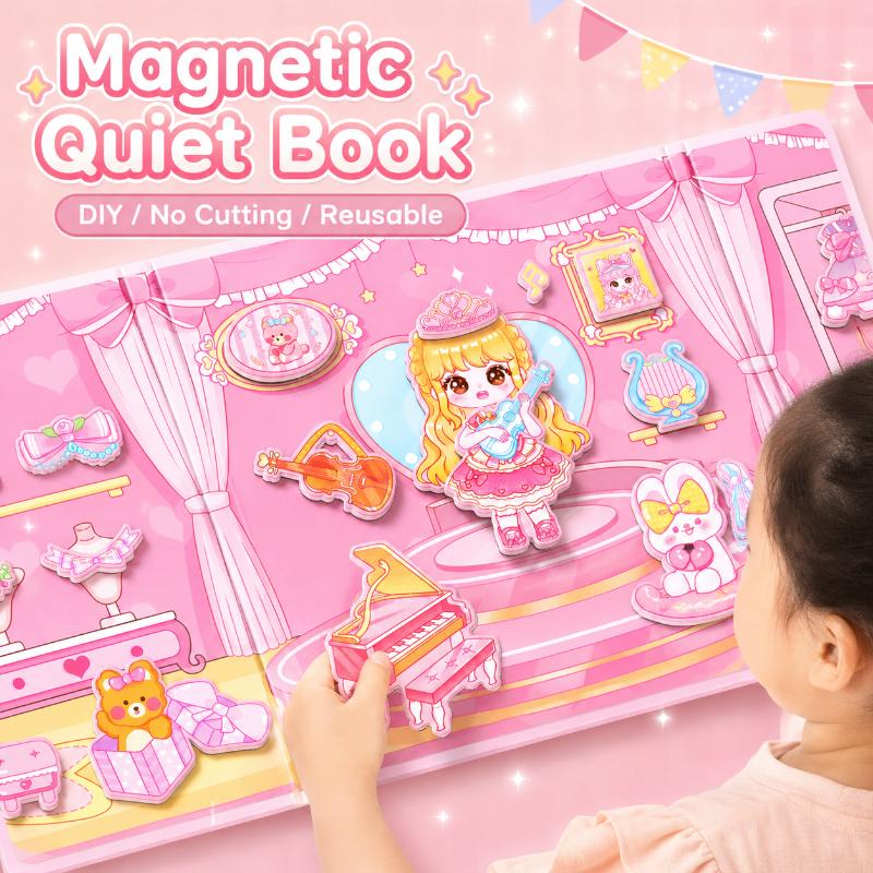 Magnetic Princess Quiet Book With Reusable Stickers Precut Design For Little Girls Home Travel Play Educational Toy