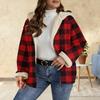 Women's Sherpa Plaid Shacket Long Sleeve Fleece Lined Jacket Oversized Warm Zip Up Hooded Coat Winter Outerwear