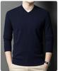 Men's Casual V-Neck Solid Color Knit Sweater - Autumn/Winter Long Sleeve Base Layer