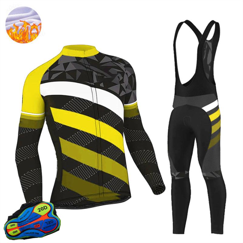 

Велосипедная одежда Мужской костюм Джерси Одежда для езды на велосипеде на открытом воздухе MTB Комплект брюк с нагрудником Теплый 2025Team Зимний Термофлис S