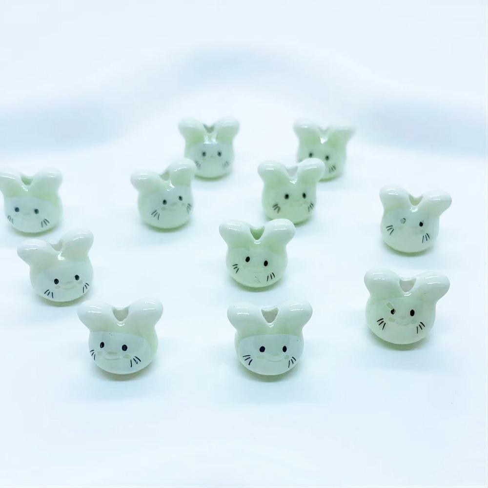 10Pcs Ceramic Cute Rabbit Ceramic Beads Rabbit Rabbit Shape Porcelain Bead  Necklace Accessories