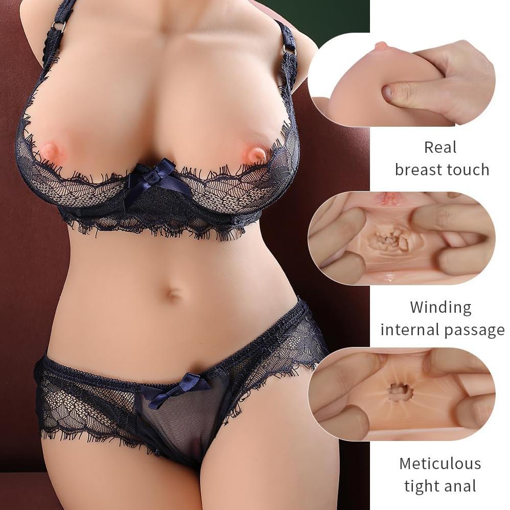 20.28lb Sex Doll Male Masturbator, 3 In 1 Scaled-Down Female Torso Realistic Pocket Pussy with Big Boobs Tight Vaginal & Anal, Life-Sized 3D Love Doll
