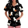 Women's Fashion Short Sleeve Cute Animal Printed V-Neck Pocket Workwear Tops