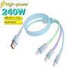 240W Geflochtenes Drei-in-Eins-Datenkabel mit Farbverlauf für Macbook iPhone Samsung Xiaomi Typ-C Schnellladekabel