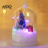 Portable Festive Night Lamp Christmas Tree In Dome with LED Light Mini Cedar Light Up Cute Winter Home Decor Ornament Battery Powered Decorative