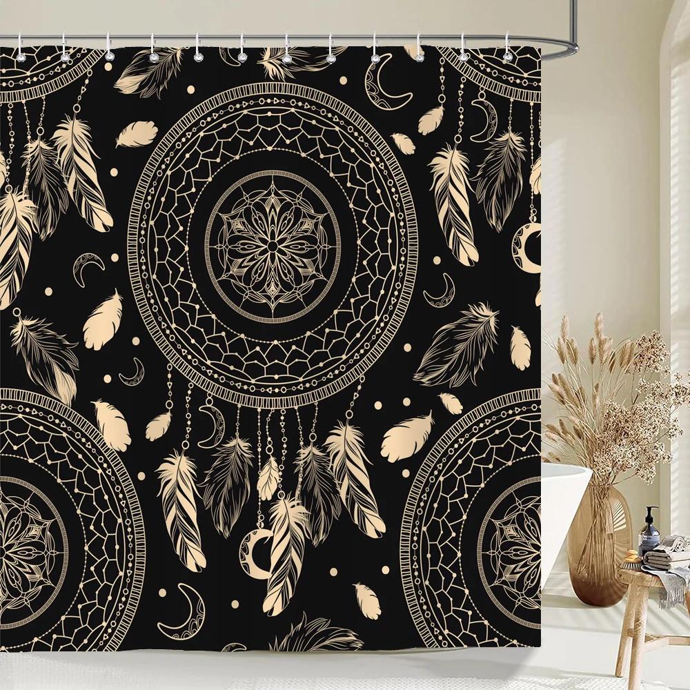 Colorful Feather Bathroom Shower Curtain Bohemia Waterproof Polyester Bath Curtains High Quality 3D Printed Bathroom Screen