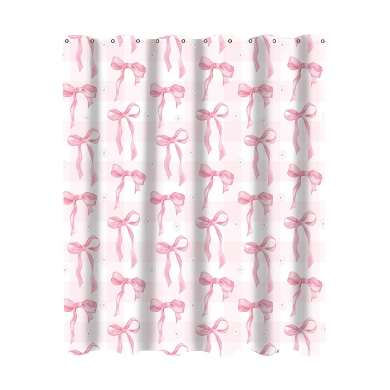 Waterproof Shower Curtain Vibranted Watercolor Bows Design Polyester Bathroom Decoration Easy To Clean